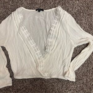 Ambience- White Lace Trim Blouse